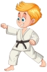 Бесплатное векторное изображение Мальчик в векторе одежды для тхэквондо